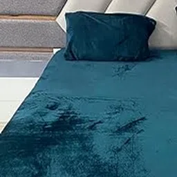 TIB Warm Flannel Winter Bedsheets for Single Elastic Fitted | Velvet Bedsheet Single with 1 Pillow Covers,36x78 Inches | 300GSM, Pack of 2 (Green)-picture-29