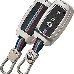 SHOPOFLUX Metal Key Cover Compatible with Kia Sonet | Carens | Seltos 3 Button Smart Key Only (Black)-picture-13