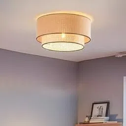 AKWAY Tirtha Jute Hanging Lamp | Boho Ceiling Lamp for Bedroom, Living Room | Natural Jute Pendant Light | Perfect for Living Room, Dining Room or Office Lighting_12" Dia x 8" H-picture-12