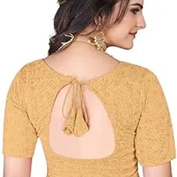 Colorful Street Cotton Readymade Stretchable V Neck Elbow Sleeves Saree Blouse with Back Dori Pattern-picture-43