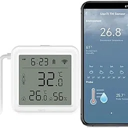 UanTii Smart Temperature Humidity Sensor with 1m External Probe Tuya Wifi Thermometer Temperature Sensor for Aquarium Water Tank,App and Voice Monitor,Works with Alexa and Google Assistant-picture-21