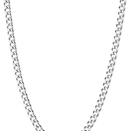 3.5mm/5mm Silver Stainless Steel Cuban Link Chain Necklace Jewelry for Men, 18-26 Inches-image-0