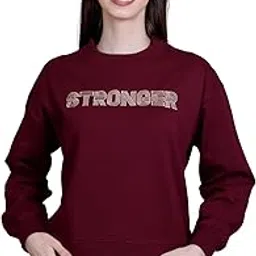 colors & blends Women's Cotton Embroidered Sweatshirt - Oversized Drop Shoulder Crop Length Sweatshirts for Women-picture-26