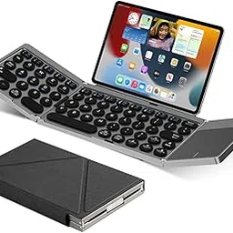 Ultra Slim Foldable Wireless Keyboard with Holder, Pocket Folding Keyboards with Touchpad for Smartphone Tablet and Laptop-picture-25