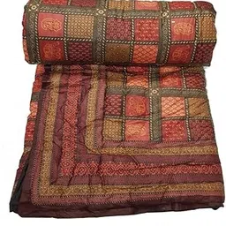 SVT Rajasthani Traditional Jaipuri Single Razai/Quilt/Blanket/ac Comforter (Multi Maroon, Single)-picture-38