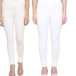 Women Mid Rise Cotton Churidar Length Leggings - M-White Off White-image-57