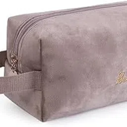 BLUE BEADS Plain Simple Mini Cosmetic Velvet Makeup Pouch Portable Travel Toiletry Bag For Women And Girls (Brown), 8.5 Cm, Small-image-39