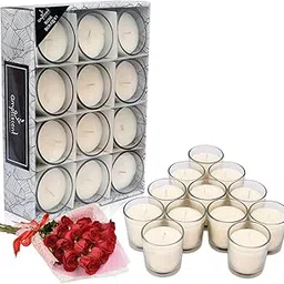 Ampliscent White Scented Glass Votive Candle - Set of 12 | Bulk Pack for Weddings, Bridal Showers or Home Parties and Centerpieces (Rose Bouquet) image 1