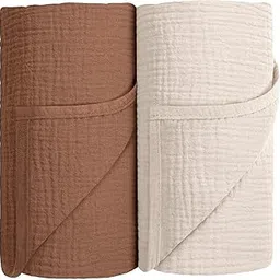 Susurration Muslin Swaddle Blanket Baby,100% Cotton Baby Receiving Blanket Soft Thin Baby Swaddle Blanket for Unisex Newborn 40x40in 2Pack(Dark Brown)-picture-12
