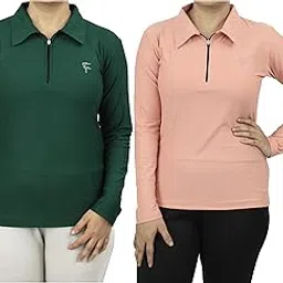 myo Women's Solid Cotton Blend Stretch Full Sleeve Regular Fit T-Shirt (Pack of 2)-picture-31