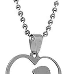 Valentine Day Couple In Heart Shape Love Silver Stainless Steel Pendant Necklace Chain For Men And Women LC112-image-50