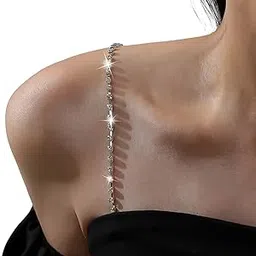 curated cart Bra Straps for Women Fancy - Rhinestone Bra Straps Adjustable Crystal Beaded Invisible Shoulder Strap Replacement for Dresses Wedding Party - 1 Pair Silver-picture-16