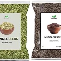 ORGAMIX Fennel Seeds | Organic Saunf | Natural & Aromatic – 250g & ORGAMIX Mustard Seeds Big 200g | Sarson ke Beej | Chemical-Free-picture-19