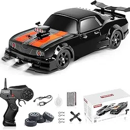 Ramokdu RC Drift Car 2.4GHz 1:16 Scale 4WD 18KM/H High Speed Remote Control Car with LED Lights, 1 Batteries and Rubber Tire, Racing Sport Toy Vehicle for Adults, Boys, Girls, and Kids (Black)-image-63