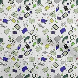 oneOone Cotton Cambric Violet Fabric Books Dress Material Fabric Print Fabric by The Yard 42 Inch Wide-picture-32