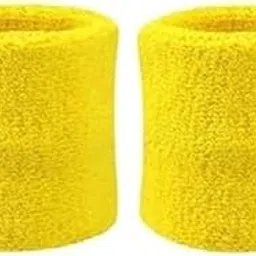 CARE N TOUCH Gym Wrist Band for Men and Women - Cotton Wristband, 2.5 inch (Yellow)-image-2