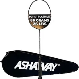 Ashaway Power Platinum Badminton Racket | Unstrung | 86g | Even Balanced | Up to 26 LBS Tension | HM Graphite Racquet (Black)-picture-10