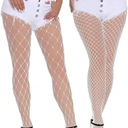 ketkar Women's Fishnet Pattern Mesh Pantyhose Stockings (Pack 0f 1) _White-picture-15
