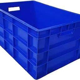 MAHIRA Multipurpose Heavy Duty Big Blue Portable Plastic Crate 60x40x26.5 CM | Crates for storage | Shelf Basket for Large Storage Bin | Vegetable, Fruit, Milk-picture-24