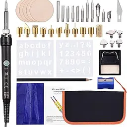 45 Pieces Wood Burning Tool Kit Pyrography Pen Adjustable from 150-450℃ for Beginners Adults Wood Burning Carving Embossing Soldering (0EU Plug) -Layfoo-picture-56