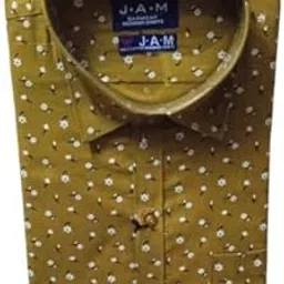 Men's Floral Print Cotton Regular Fit Full Sleeve Casual Shirt, Mustard Yellow-image-12