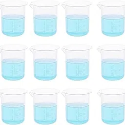 Supertek Pack of 12 |100ml Plastic Measuring Beaker for Lab | Reusable Measuring Cup for Kitchen Cooking Baking & Measuring Solid and Liquid | Transparent-picture-16