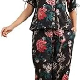 say Printed Pure Cotton Floral Short Sleeve Night Suit Set-picture-26