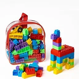 Be Bright Building Blocks Set with Storage Backpack – 70+ Colorful Pieces for Kids-picture-17