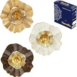 Homello 3-Piece Metal Wall Plates – Floral Decorative Plates for Living Room, Hall & Bedroom | Home Interior, Wall Sculpture, Office Decoration | Wall Metal Decor for Living room | Gift for Housewarming & Weddings-picture-30