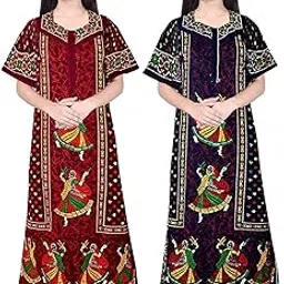 negligee Women's Cotton Printed Maxi Nighty (Pack of 2)-picture-11