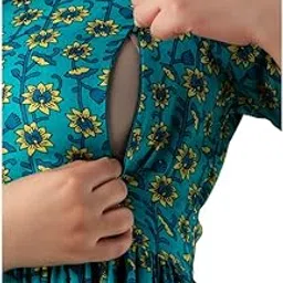 Women's Cotton Maternity Kurti with Zippers for Feeding | Soft Comfortable Nursing Kurta for Pregnancy Wear | Stylish Postpartum Dress for New Moms Feeding Kurti-image-8