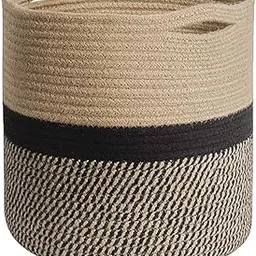 Merishopp Basket Hangers Rope Woven Decorative Dirty Clothes Basket Laundry Basket Black20Cm | Household Supplies & Cleaning | Laundry Supplies | Hampers-picture-47