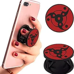 eggshell Premium Super Matt Finish Effect Tabletop Mobile Back Holder (Mobile Selfie Finger Grip) with Expanding Stand for All Smartphones & Tablets (Fugaku's Mangekyo Sharingan)-image-1