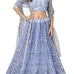 zeel clothing Women's Thread Sequins Embroidery Net Lehenga Choli with Dupatta Semi-stitched (2129-Blue-Wedding-Bridal-Stylish-Latest; Free Size)-picture-37