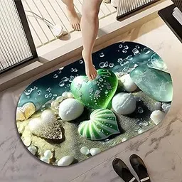 TEKCOOL 3D Bathroom mat, Door Mat, Floor Mat,Rare 3D Patterned Bath Mat, Bathroom Decor,Anti-Slip, Absorbent Bath Rug, Quick Drying, Easy Care Shower Rug, Decorate (60X40CM) (Ocean-1pc)-image-75