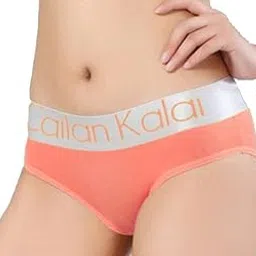 Women's Compatible for Cailan Kalai Modern Cotton Mid Rise Bikini with Broad Band Panty,Peach (Size-L)-image-36