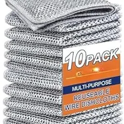 Gadget 360 Multipurpose Wire Dishwashing Rags, Non-Scratch Wire Dishcloth, Stainless Steel Scrubber, Pack of 10, Machine Washable-image-42