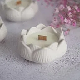 Lotus Candle Ceramic Holder, Rose Scented, Decorative Design, Religious Candle, Aromatherapy, Centrepiece, Home Fragrance, Gifting Pack of 1-picture-21