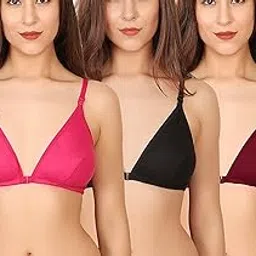 funahme Women's Cotton Blend Non-Padded Wire Free Bra-Pack of 3-picture-45
