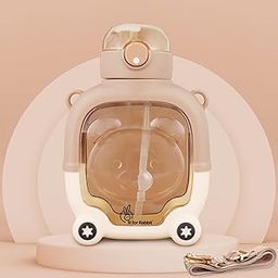 R for Rabbit Tritan Baloo Baby Water Sipper with Carry Strap for Kids | BPA Free Leak Proof Drinking Silicone Straw Sippy Cup for 12+ Months Baby Boy and Girl (1000 ml,Brown)-picture-4