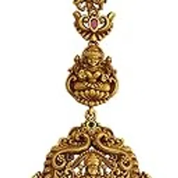 kushal's Fashion Jewellery Ruby-Green Gold Polished Copper Antique Tikka, Best for Bridesmaids, festive season & Special Occasion - 442006-picture-38
