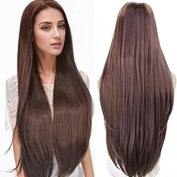 Long Brown Hair Wig for Women 26 Inch | Natural-Looking Full Head Synthetic Hair Wigs | Heat-Resistant Fashion & Cosplay Hairs for Alopecia | Comb & WigCap-image-69
