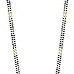 2 Vati Wati Mangalsutra For Women Girls Ladies Temple South Indian Traditional 1 Gram Gold Stylish Maharashtrian Long Chain Double Mangal sutra Pendant Tanmaniya Black golden Nallapusalu Chains-image-20