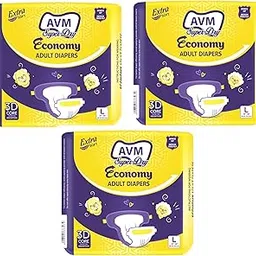 AVM Super Dry Economy Adult Diapers Large - 38" - 60" (96.52-152.4 cm) Maximum Absorbency, Comfort Fit, Leak Protection - 30 Count, Pack of 3-image-4