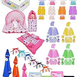 Toddylon 56 PCS Premium Newborn Baby Gift Set | Baby Shower Gift | All-in-One Infant Essentials Combo Kit with Soft Cotton Clothing, Mattress & More | Ideal for Baby Boys & Girls (0–6 Months) (Pink)-picture-22