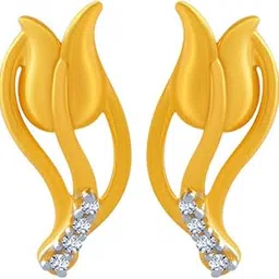 p.c. chandra jewellers 14k (585) Yellow Gold and American Diamond Stud Earrings for Women-picture-10