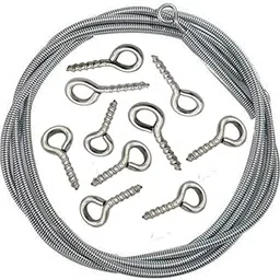 Truvic SES 03 Meter Net Curtain Wire Spring with 10 Hook, Eyes for Door, Window (Silver)-picture-28