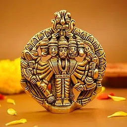 100% Pure Brass Panchmukhi Hanuman (Size: 10 cm) | Panchmukhi Hanuman Murti for Door Entrance | Panch Mukhi Hanuman Ji for Wall | Vastu Protection from Evil Eye-image-3