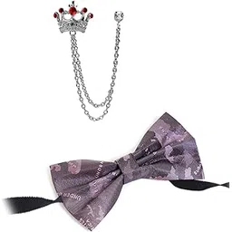 random stripe Bow Tie For Men with Double Chain Taz Brooch Tie World Map Self-Design Formal & Weeding Combo-picture-25