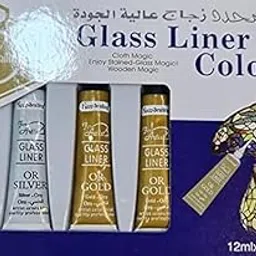 URBAN BOX Glass Liner Colors 3D Glass Color 12ml x 6Tubes With Gold, Silver And Black Each 2Pcs-picture-25